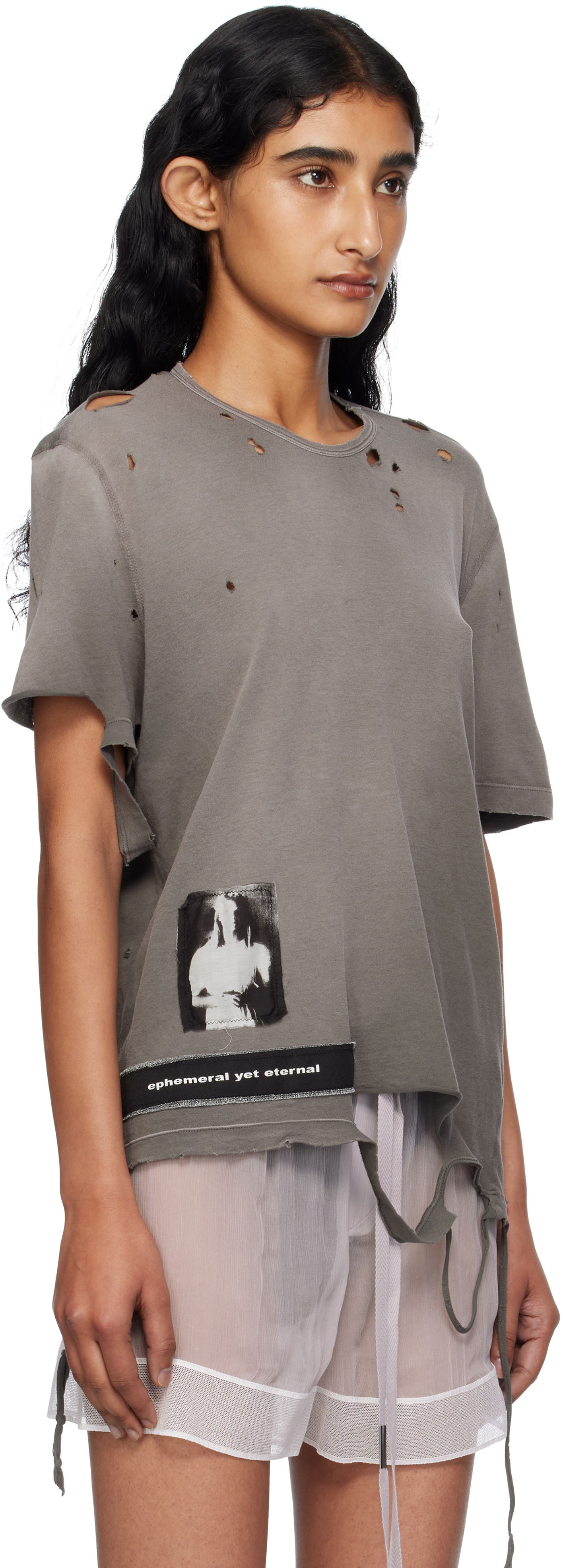 T-shirt Ann Demeulemeester Ann Demeulemeester Fanie Standard Fit T-Shirt Grå | B0013050-FA638-071, 1