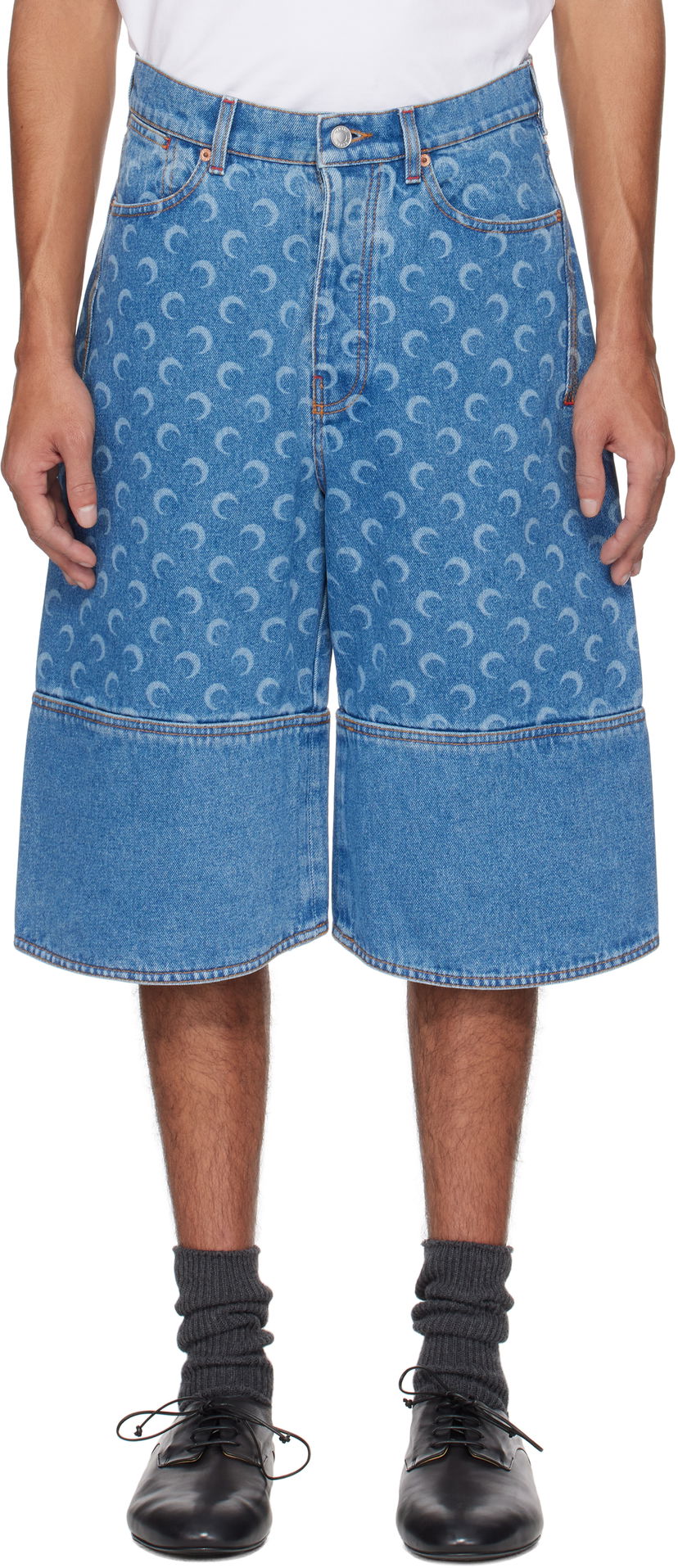 Shorts Marine Serre Marine Serre Moon Laser Denim Shorts Blå | USH004A CDEN0002