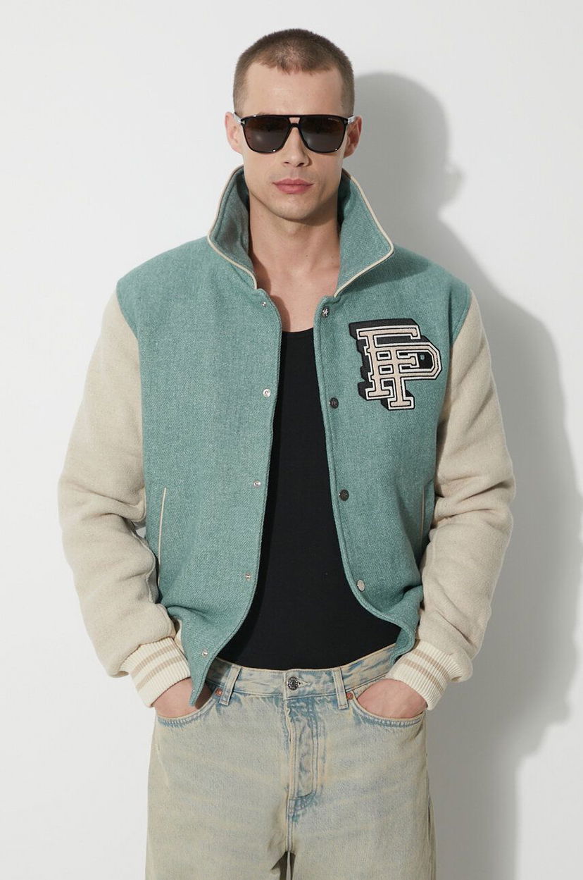 Bomberjacka Filling Pieces Filling Pieces Wool Varsity Jacket Grön | 78616981033