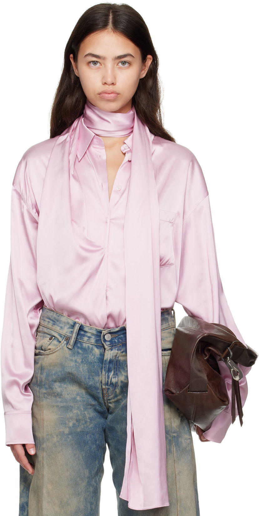 Skjorta Acne Studios Acne Studios Layered Satin Blouse Rosa | AC0772-