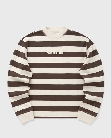 Sweatshirt ØLÅF Striped Rib Retro Logo Sweatshirt Brun | W220106-HOTFUDGE-OFF-WHITE, 1