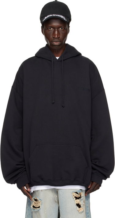 Sweatshirt VETEMENTS Embroidered Logo Hoodie Svart | UA66HD780B, 0