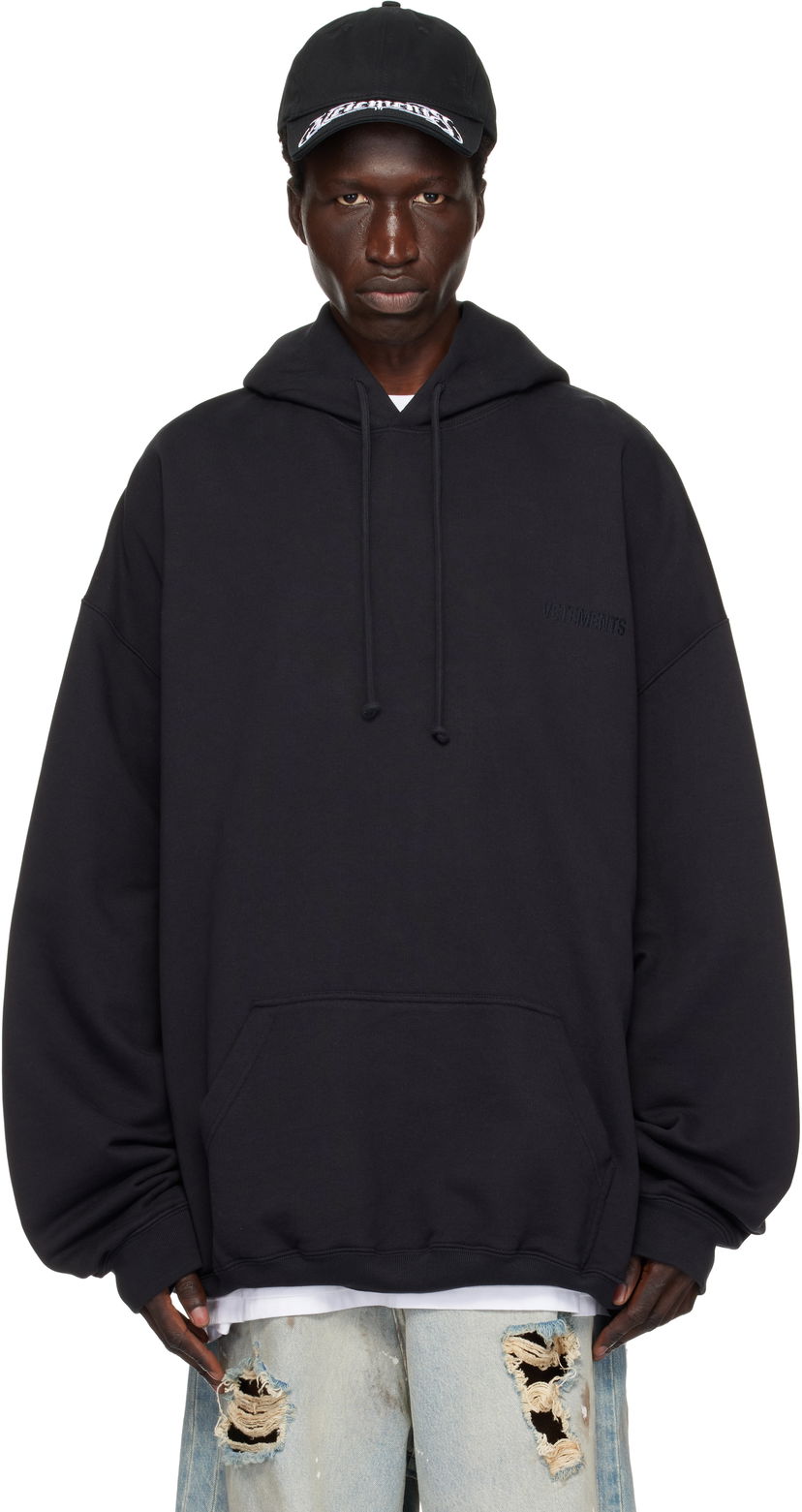 Sweatshirt VETEMENTS Embroidered Logo Hoodie Svart | UA66HD780B