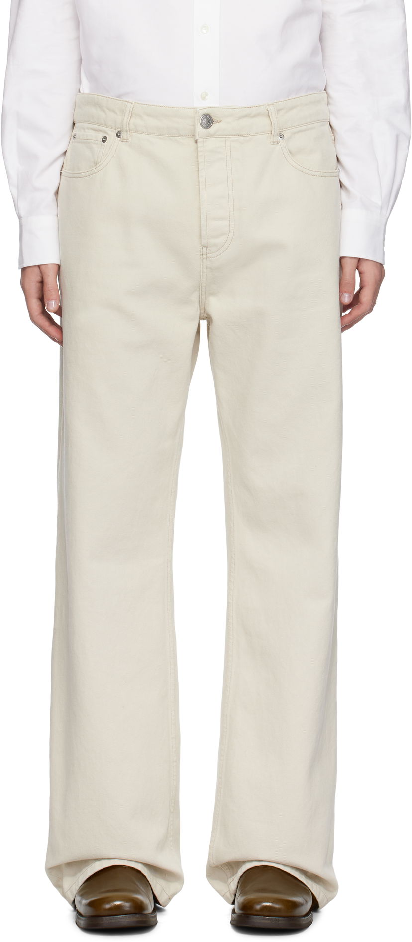 Jeans AMI Large Fit Jeans Vit | HTR450.CO0037