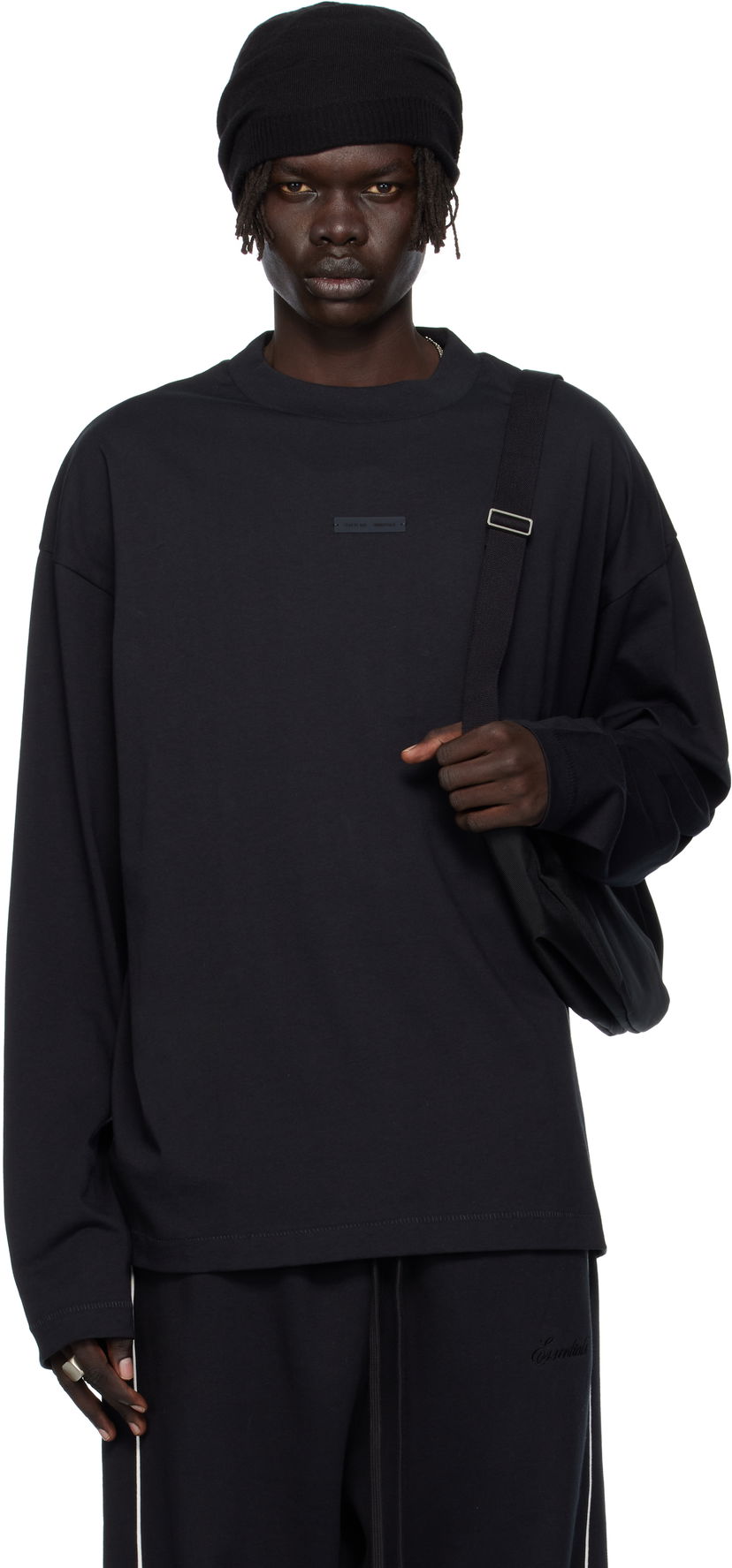 T-shirt Fear of God ESSENTIALS Classic Fit Long Sleeve T-shirt Svart | 125SP254200F