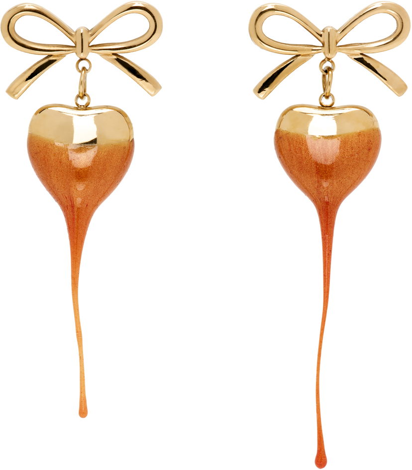 Örhängen Ottolinger Ottolinger Bow Heart Drop Earrings Orange | 12590072501
