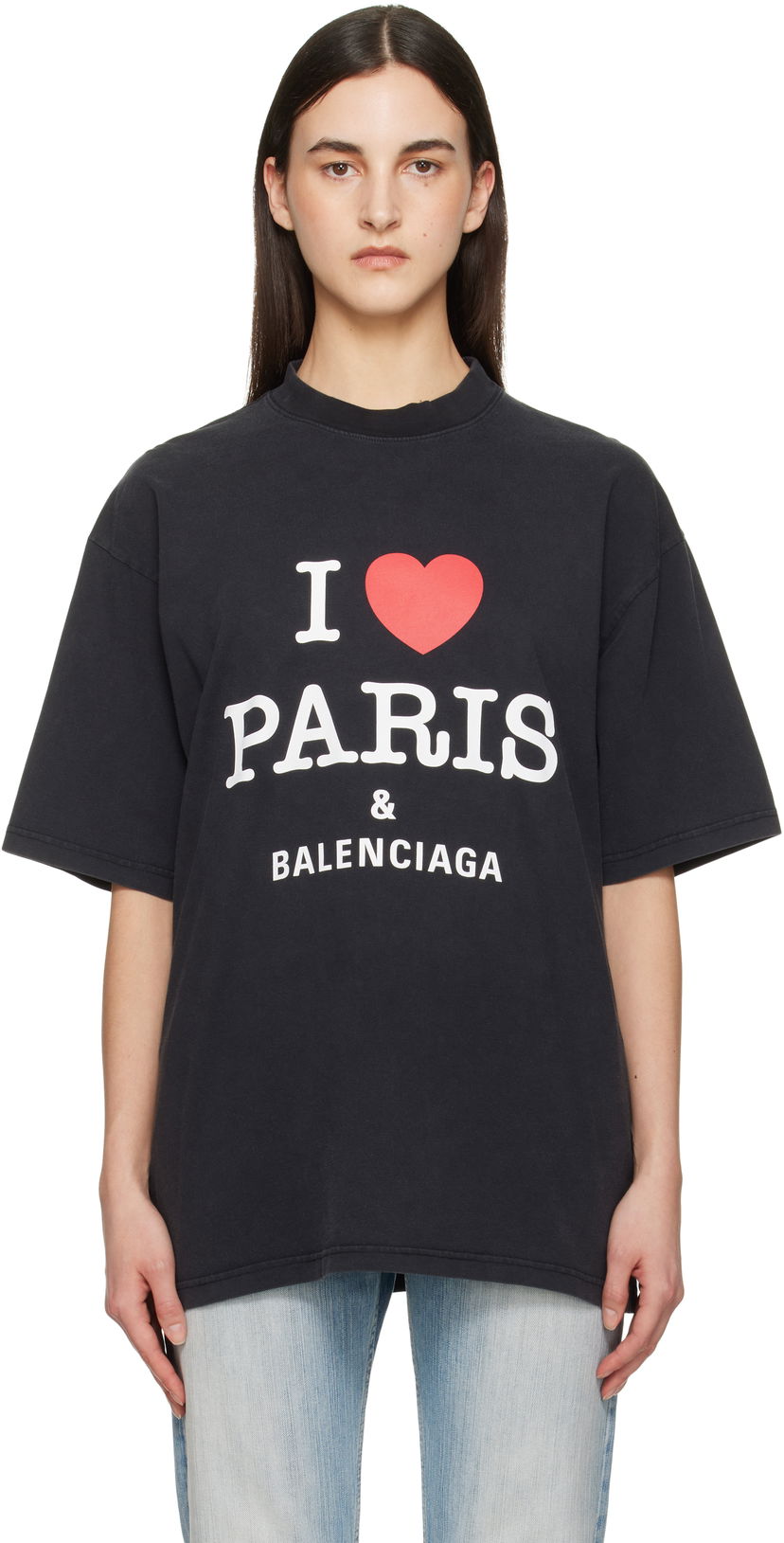 T-shirt Balenciaga Balenciaga 'I Love Paris' T-Shirt Svart | 764235 TRVU9