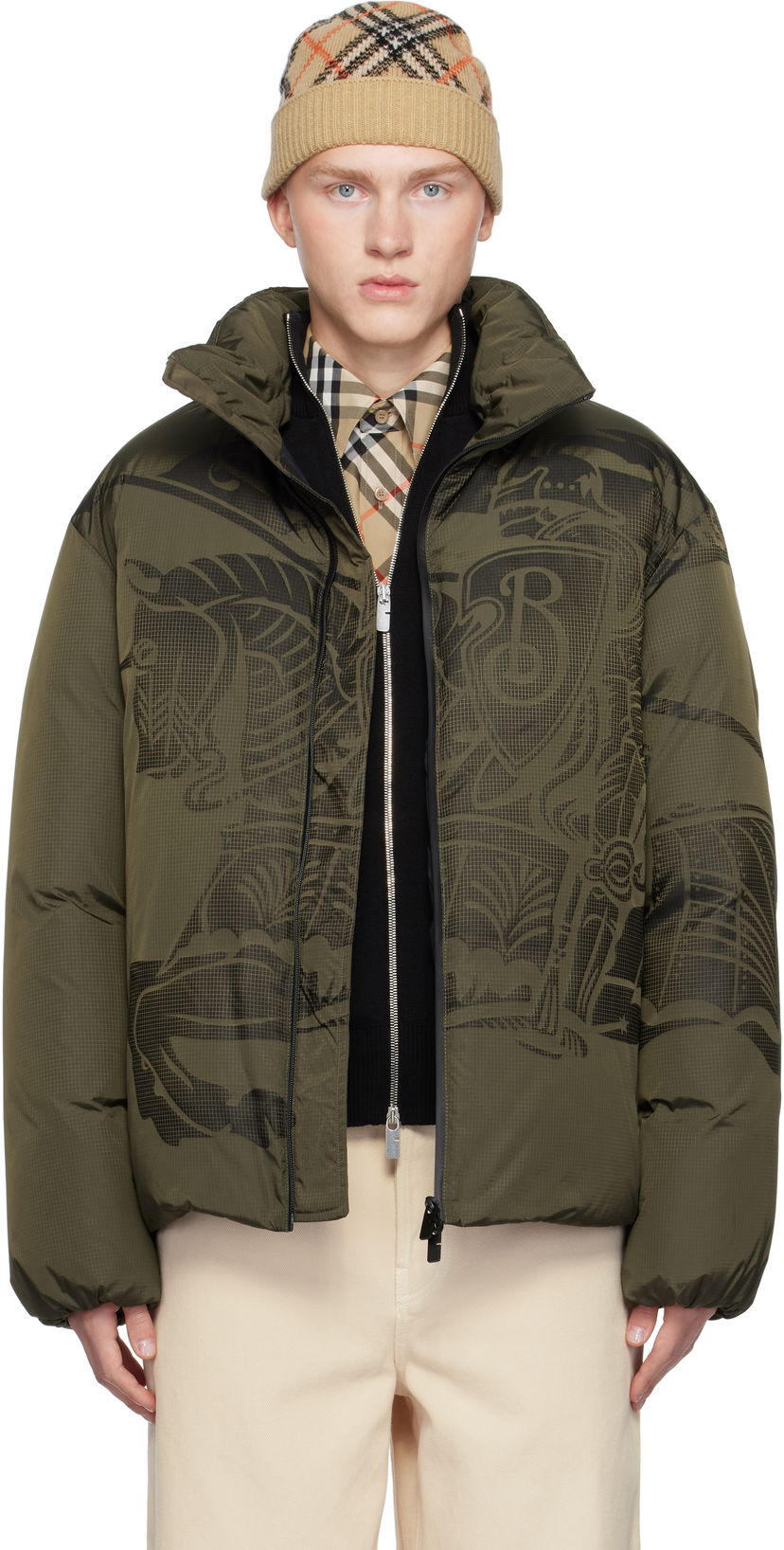 Pufferjacka Burberry Nylon Puffer Down Jacket Grön | 8095196