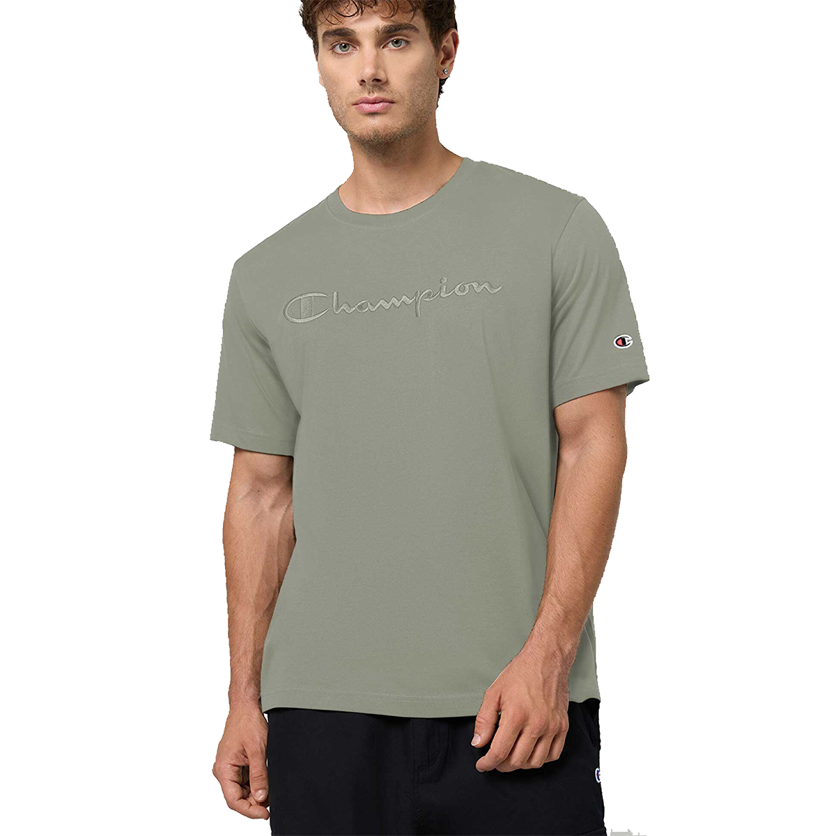 T-shirt Champion Embossed Lettering Short Sleeve Crewneck T-Shirt Grön | 220273-GS129, 0