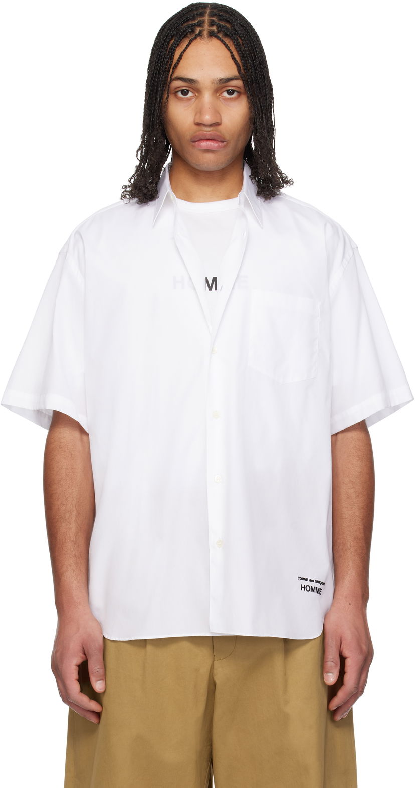 Skjorta Comme des Garçons CDG Homme Broad Short Sleeve Cotton Shirt Vit | HO-B103-051