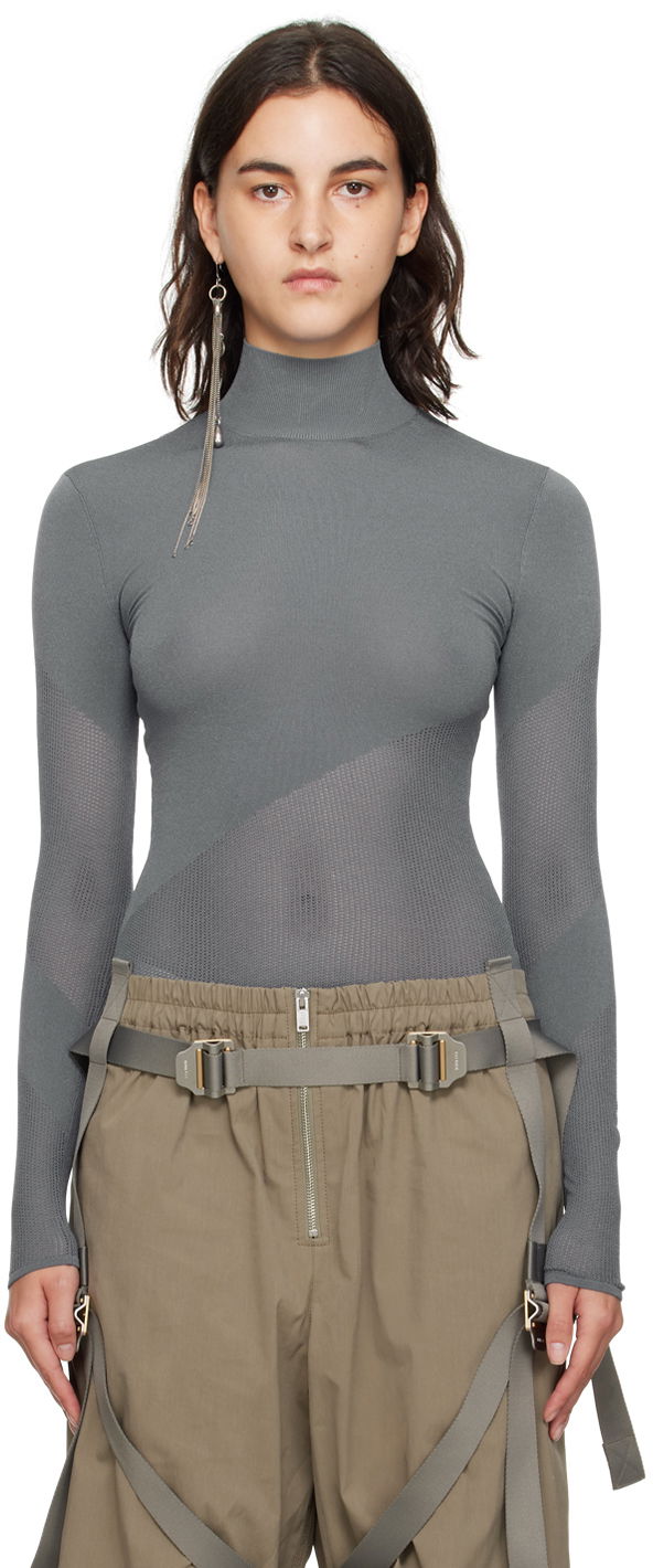 Kropp Dion Lee Dion Lee Helix Mock Neck Top Grå | C7229F23