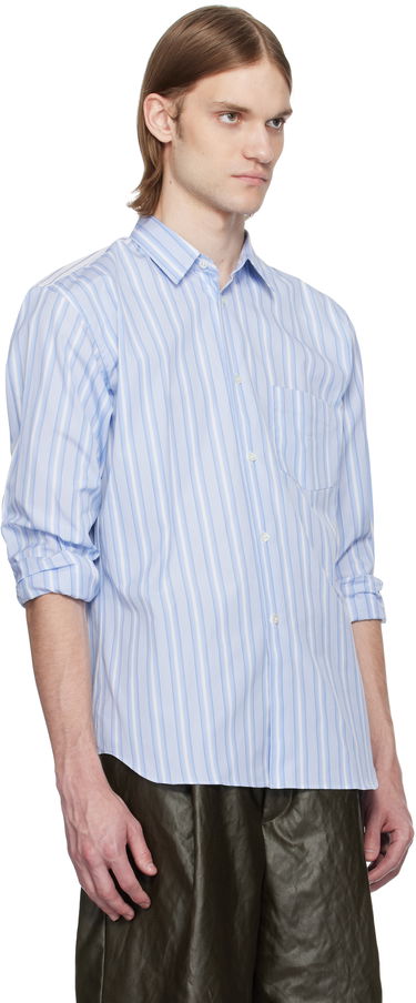 Skjorta Comme des Garçons Comme des Garçons Shirt Yarn Dyed Stripe Poplin Shirt Blå | FZ-B401-051, 1