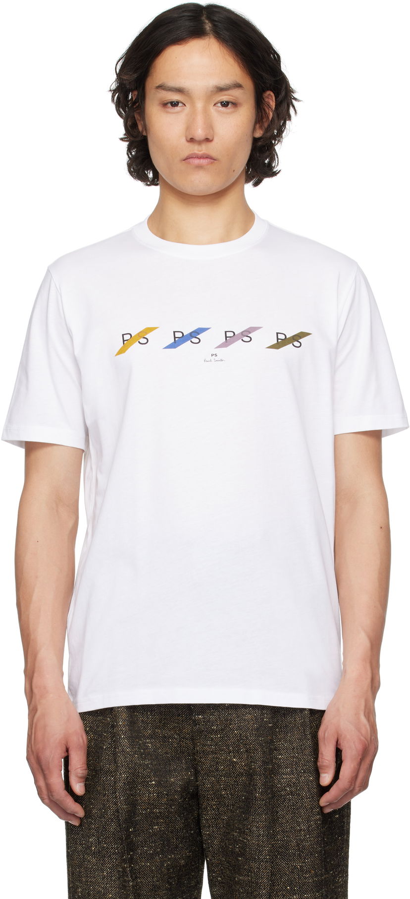 T-shirt Paul Smith PS Paul Smith 'PS' Row Multi T-Shirt Vit | M2R-011R-PP5082-01