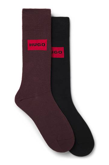 Strumpor BOSS Two-pack of regular-length socks with logo labels Bourgogne | 50543167, 0
