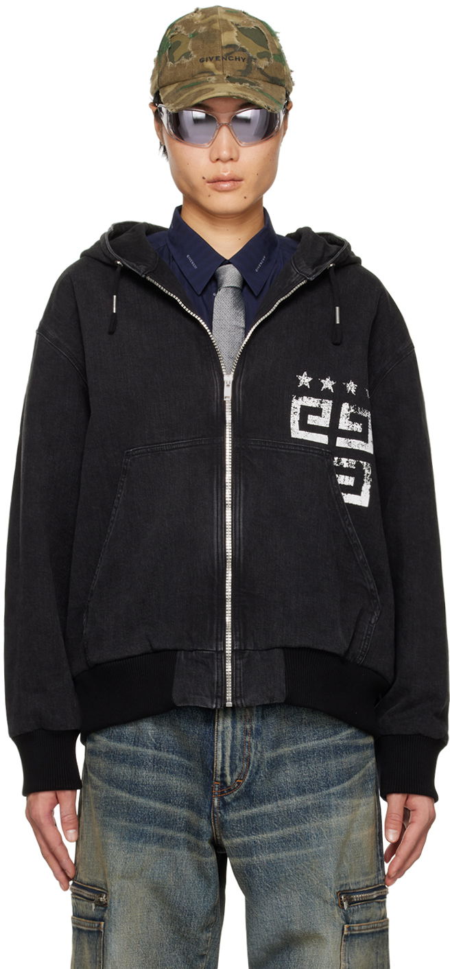 Jacka Givenchy Zip Denim Jacket Svart | BM017F5YAA001