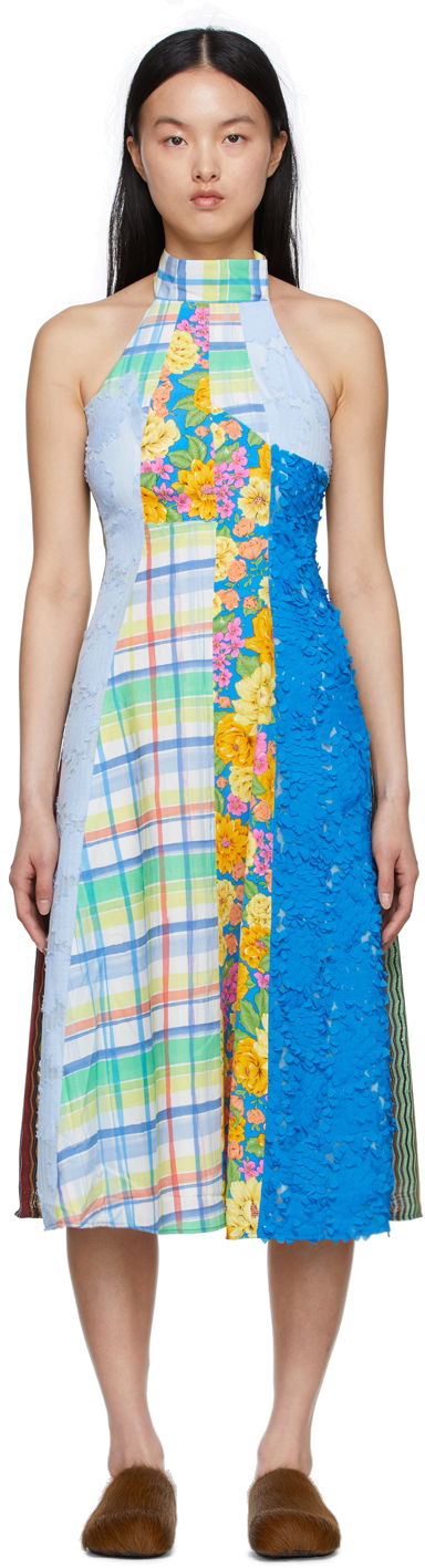 Klä Andersson Bell Patchwork Halter Midi Dress Blå | atb742w