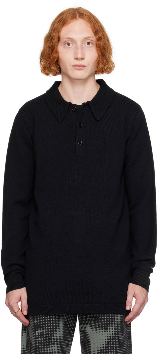 Polotröja Dries Van Noten Polo Virgin Wool Svart | 242-021228-9706