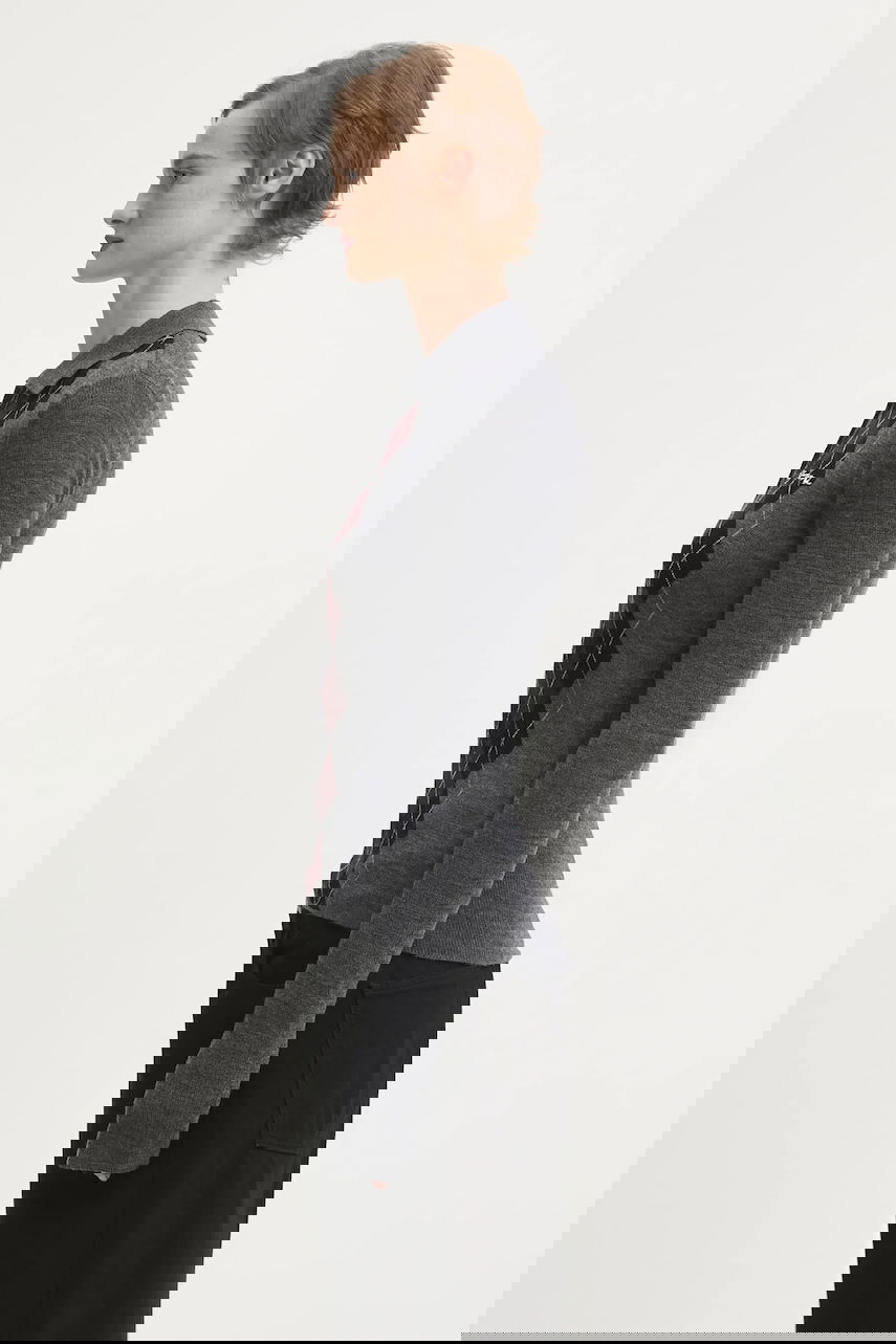 Polotröja GANNI Knitted Argyle Polo Top Grå | K2314, 1