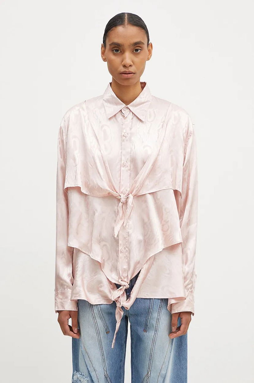 Skjorta Martine Rose Knotted Relaxed Shirt Rosa | 436WS08106