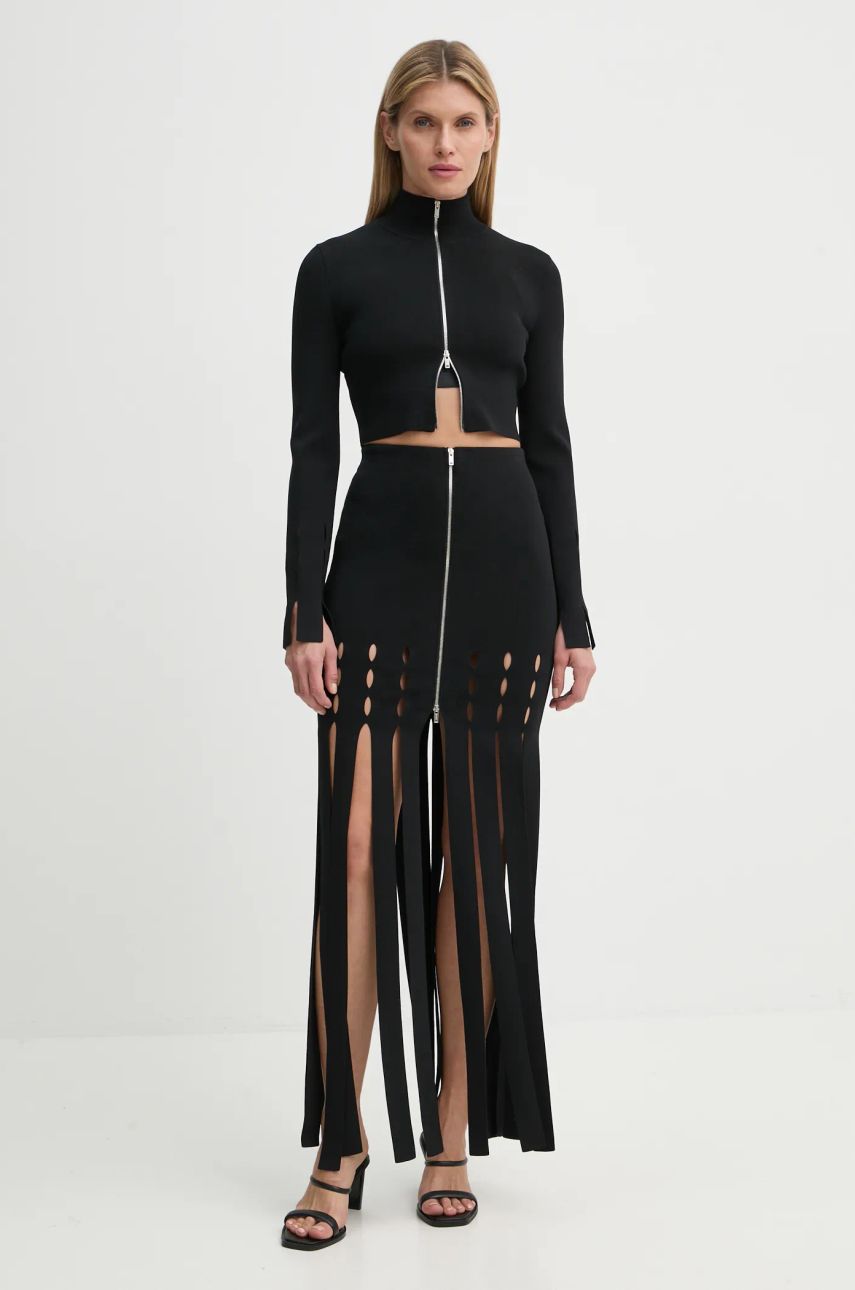 Kjol Nanushka Black Zip-Up Knit Top and Skirt Set Svart | NW24FWSW46800, 1