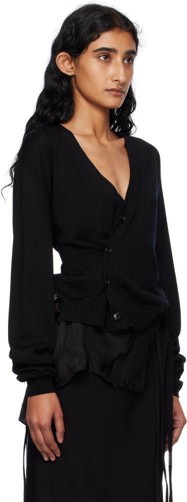 Sweater Ann Demeulemeester Ann Demeulemeester Zofia Asymmetric Spliced Cardigan Svart | 2510-W-KN18-KN056-099, 1