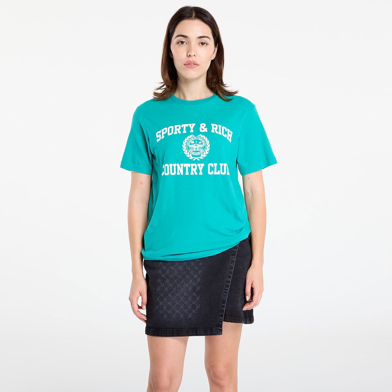 T-shirt Sporty & Rich Varsity Crest Soft T-Shirt UNISEX Spring Green Grön | TO089625218GR37, 0