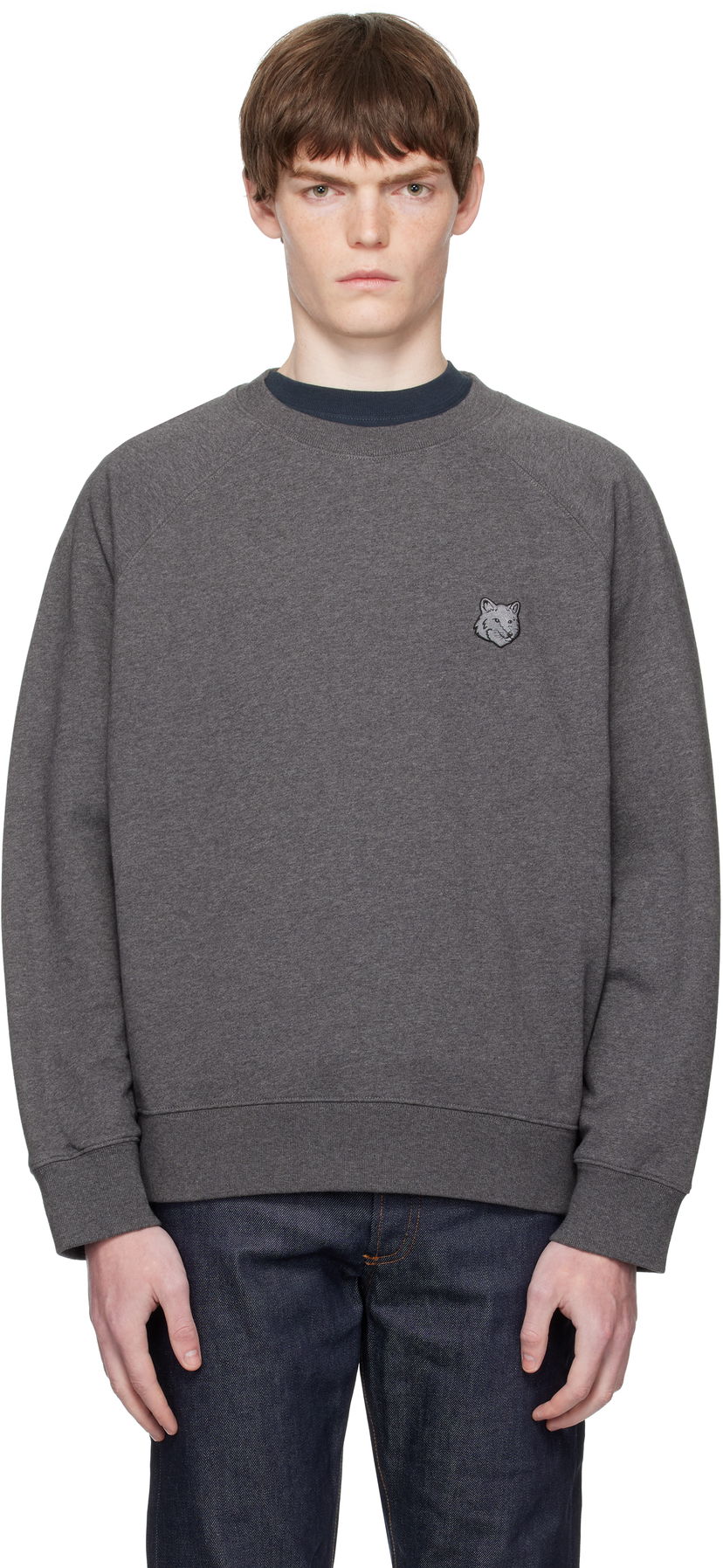 Sweatshirt MAISON KITSUNÉ Maison Kitsuné Fox Head Patch Oversize Sweatshirt Grå | PM00306KM0340
