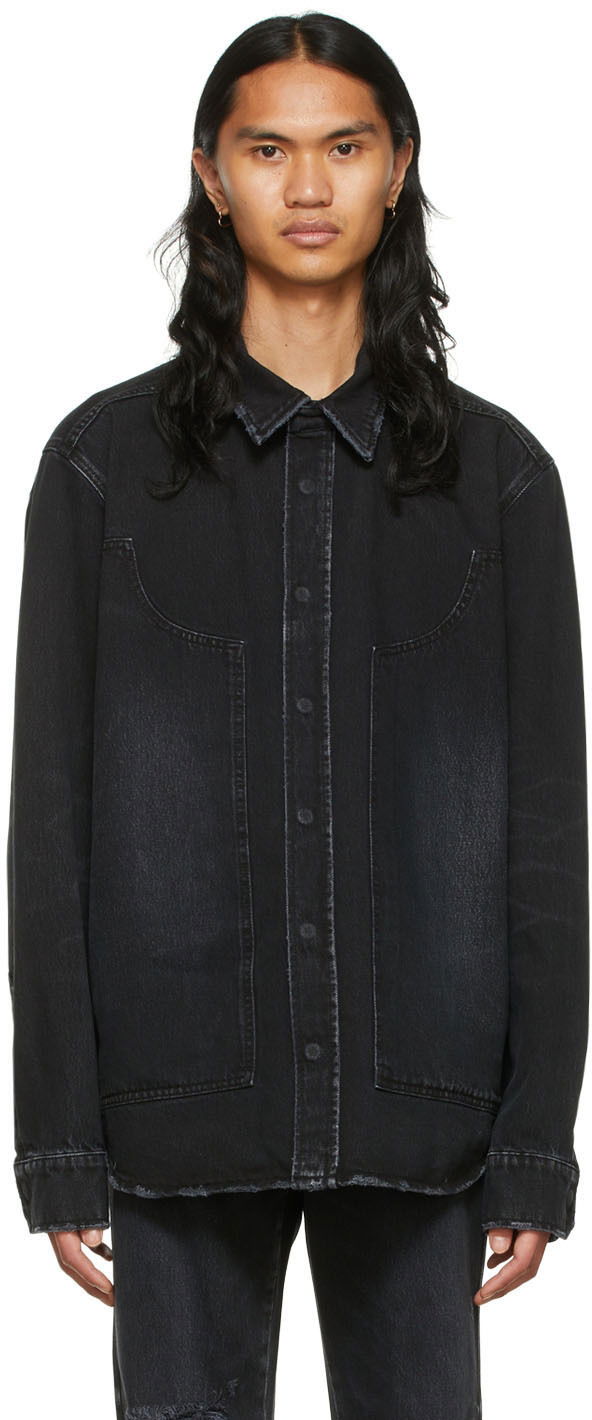 Skjorta We11done We11done Faded Denim Shirt Svart | WD-DB1-22-333-M-WB
