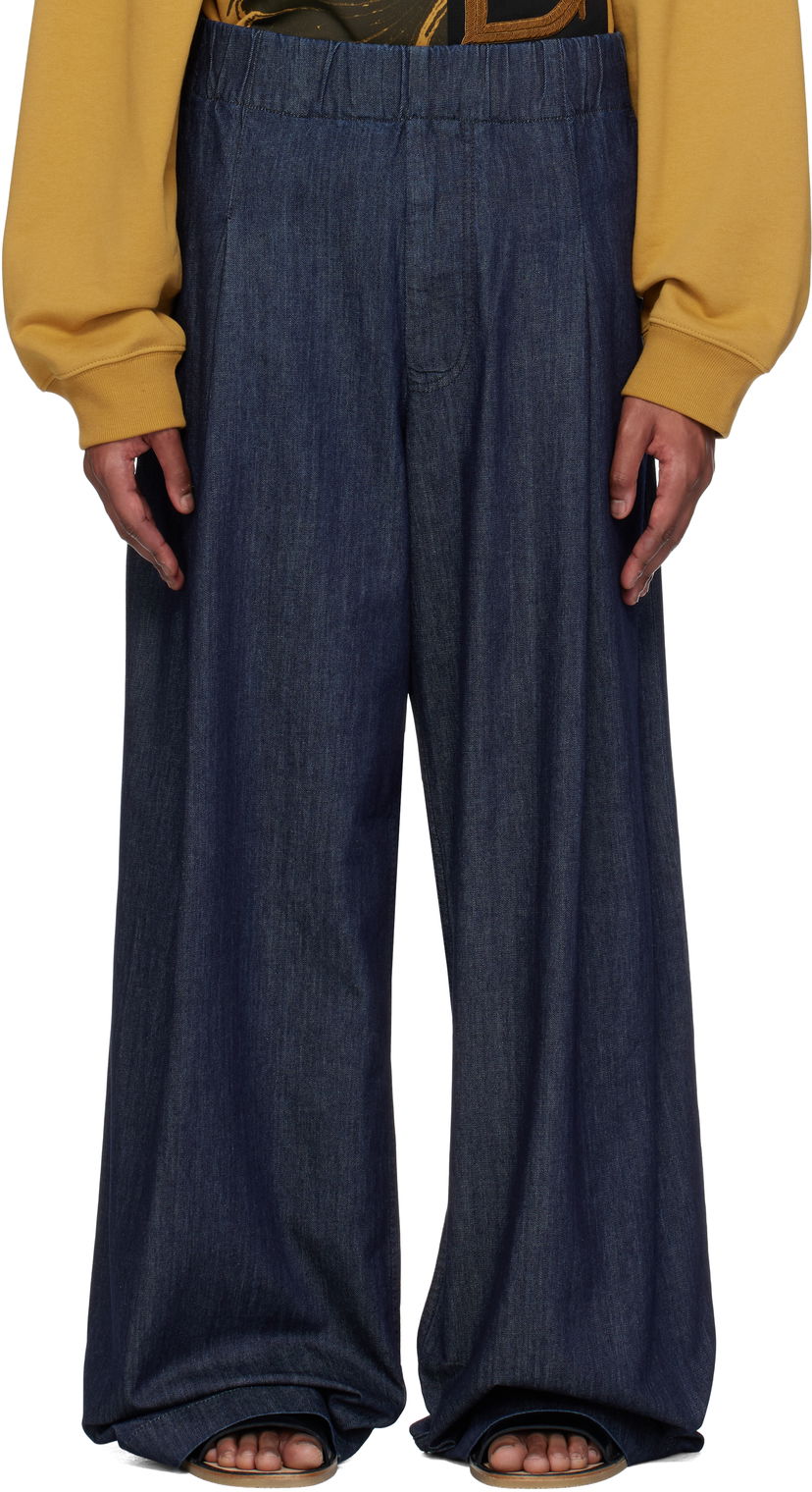 Byxor Dries Van Noten Dries Van Noten Elasticated Wide-Leg Jeans Blå | 251-020926-1553