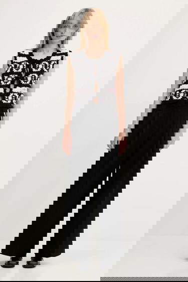 Byxor GANNI GANNI Heavy Cotton Tailoring High Waist Wide Leg Trousers Svart | W0246, 4