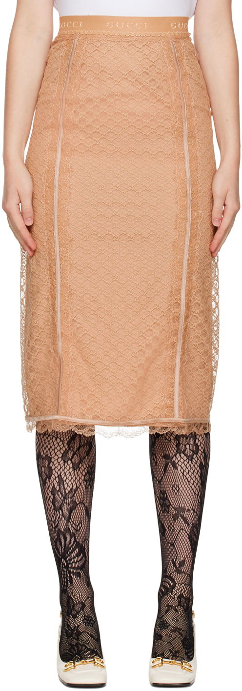 Kjol Gucci GG Net Midi Beige | 678193 XUAEQ, 0
