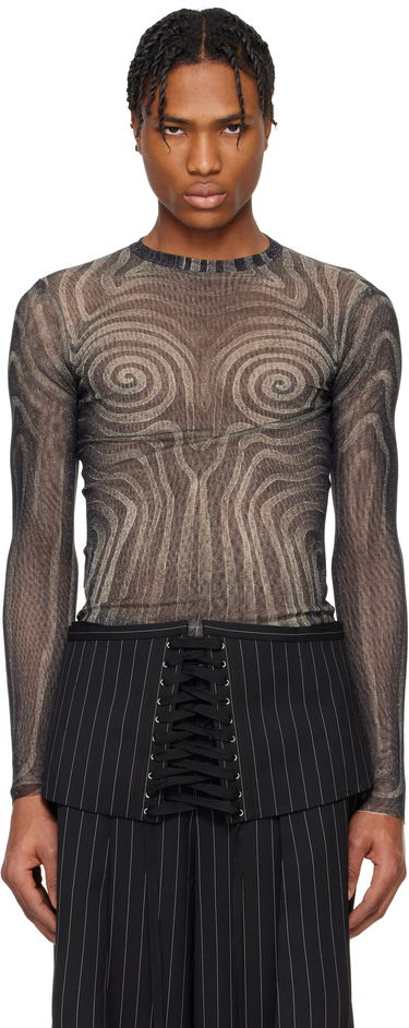 Sweater Jean Paul Gaultier Jean Paul Gaultier 'The Spirale' Sheer Long Sleeve T-Shirt Svart | 25/34-F-TO270-T587-000203, 0