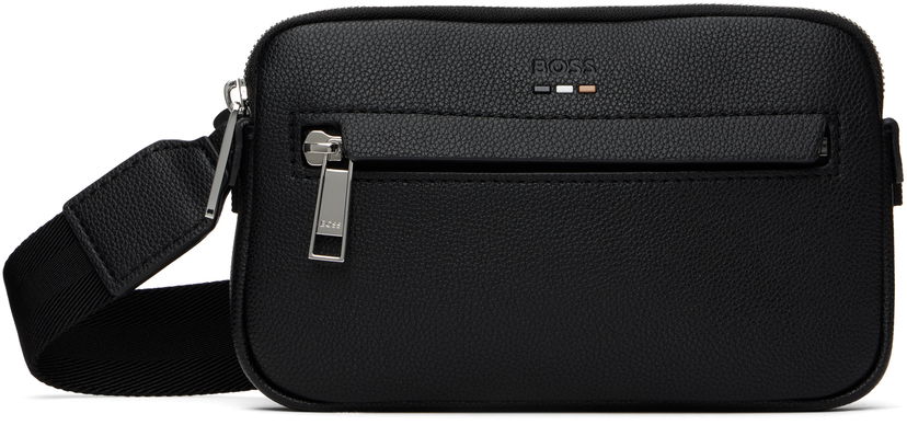 Axelväska BOSS Pebble-Grained Faux-Leather Bag Svart | 50548031