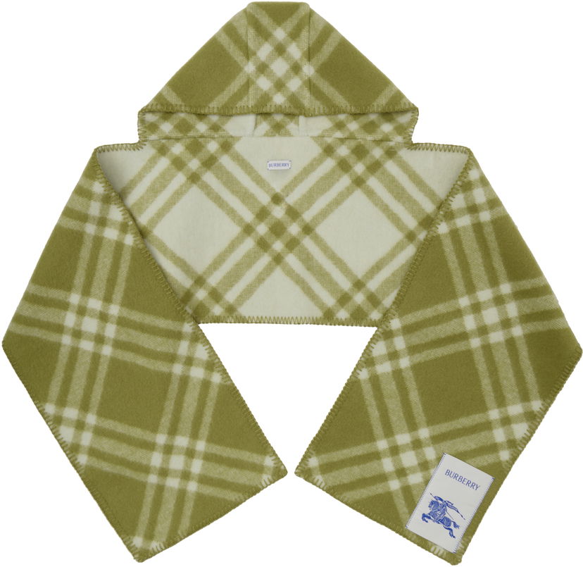 Halsduk Burberry Check Hooded Scarf Grön | 8101359