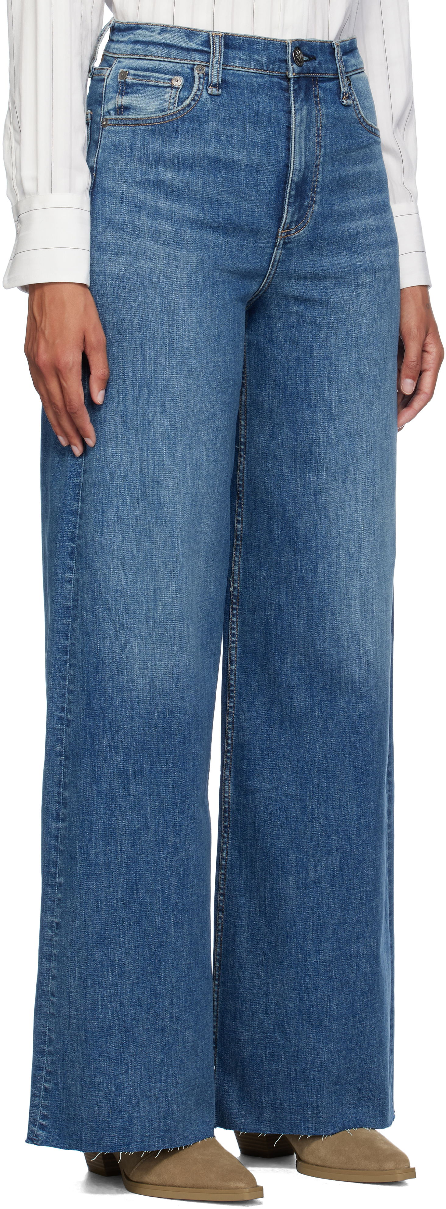 Jeans rag & bone Rag & Bone Flexi Sofie Wide-Leg Jeans Blå | WDD24F2952FUWI, 1