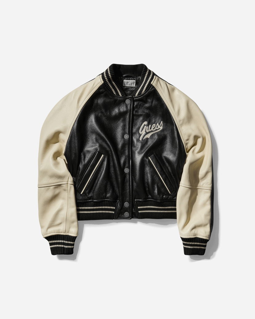 Bomberjacka GUESS Varsity Leather Jacket Svart | W4BN20L0UT0 JTMU