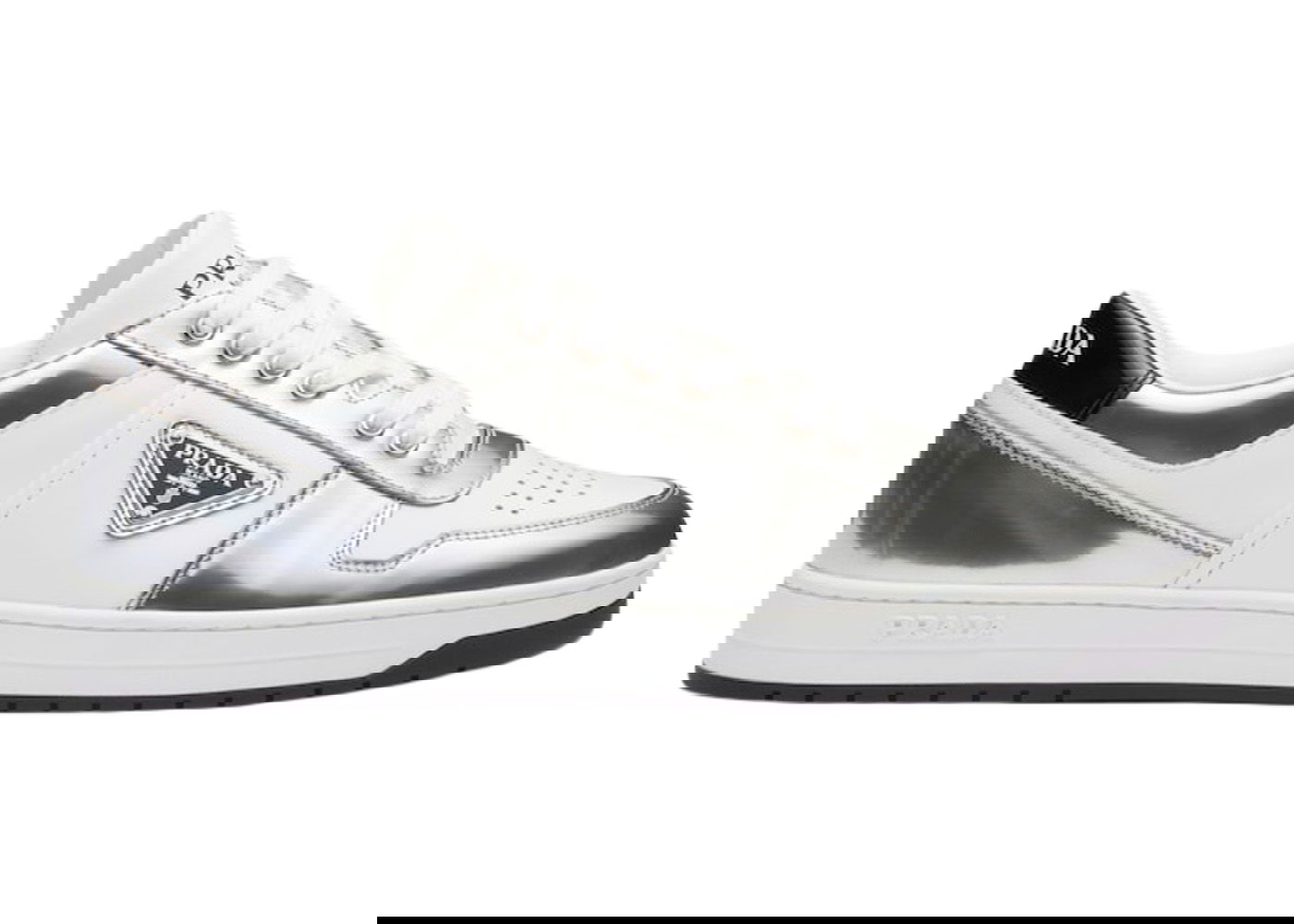 Sneakers och skor Prada Downtown Low Top Sneakers Leather White Silver Grön | 2EE364_3LL2_F0J36, 0