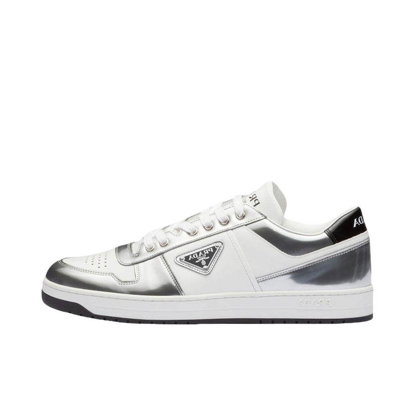 Sneakers och skor Prada Downtown Low Top Sneakers Leather White Silver Grön | 2EE364_3LL2_F0J36