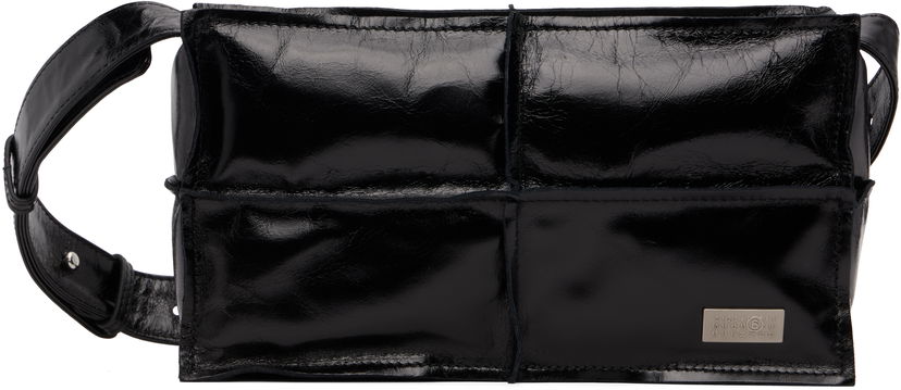 Axelväska Maison Margiela MM6 Maison Margiela Mini Wrinkled Leather Bag Svart | SB5WD0031 P8490