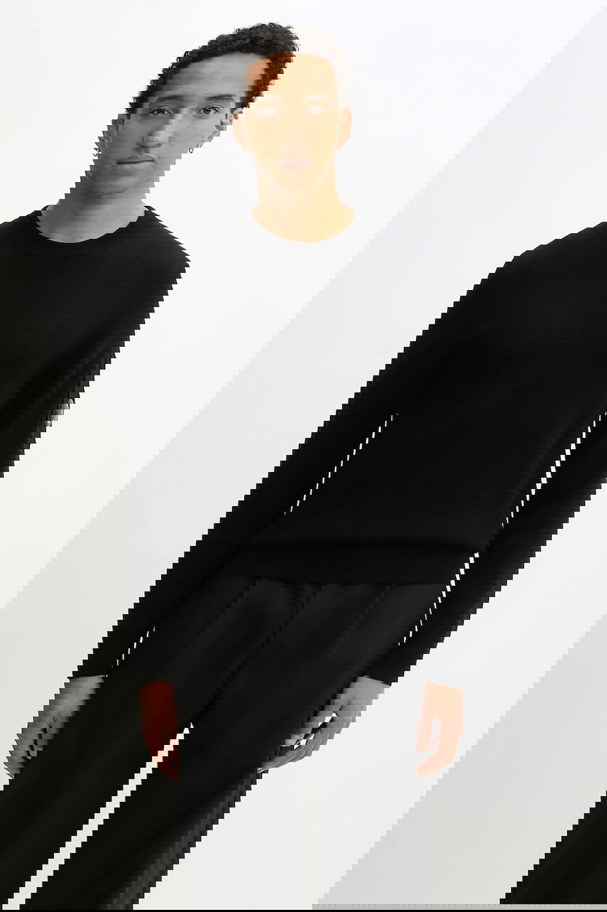 Sweater C.P. Company Crew Neck Wool Blend Sweater Svart | 19CMKN200A006595A, 0