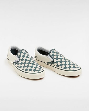 Sneakers och skor Vans Classic Slip-on Checkerboard Shoes (checkerboard Green/true White) Unisex White, Size 2.5 Grå | VN000BVZBGN, 1