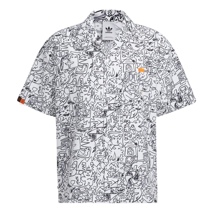 Skjorta adidas Originals Originals Casual Short Sleeve Doodle Print Shirt Vit | HR6450