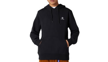 Sweatshirt Converse Embroidered Star Chevron French Terry Pullover Hoodie Svart | 10020343-A01, 3