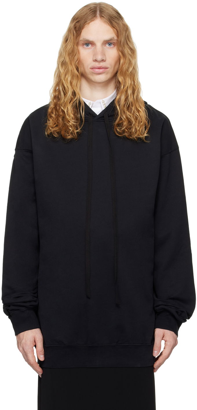 Sweatshirt Ann Demeulemeester Ann Demeulemeester Ollie Printed Comfort Hoodie Svart | 2402-M-JSW01-37-FA185-099