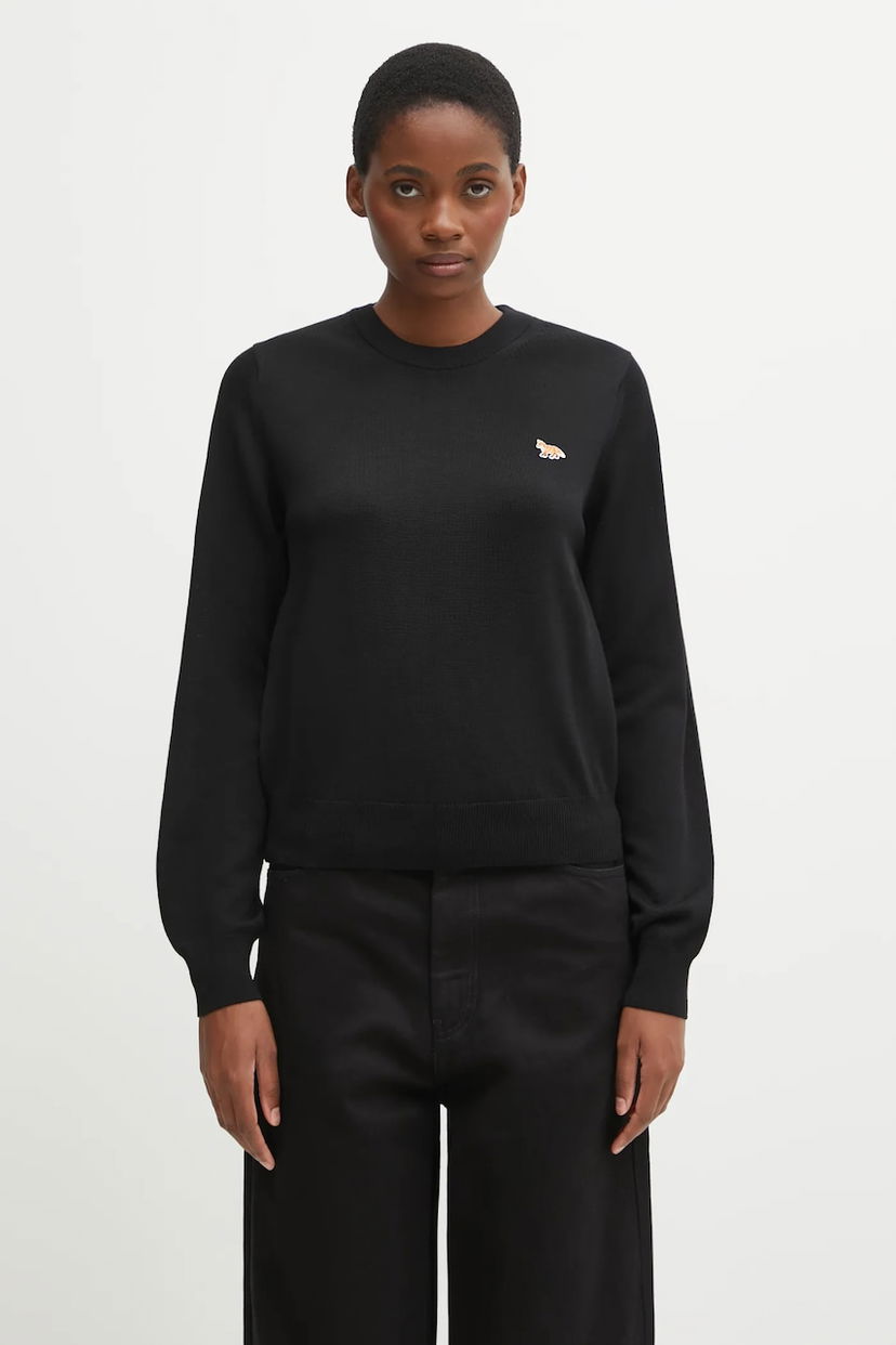 Sweater MAISON KITSUNÉ Baby Fox Merino Regular Sweater Svart | PW00801KT1181