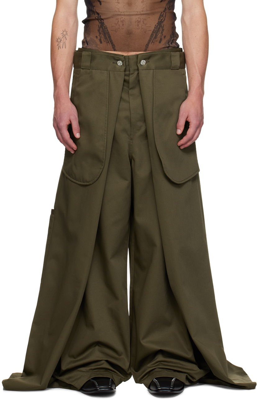 Byxor Jean Paul Gaultier Jean Paul Gaultier x Shayne Oliver 'The Wrap' Wide-Leg Trousers Grön | 24/27-F-PA113P-C048-41
