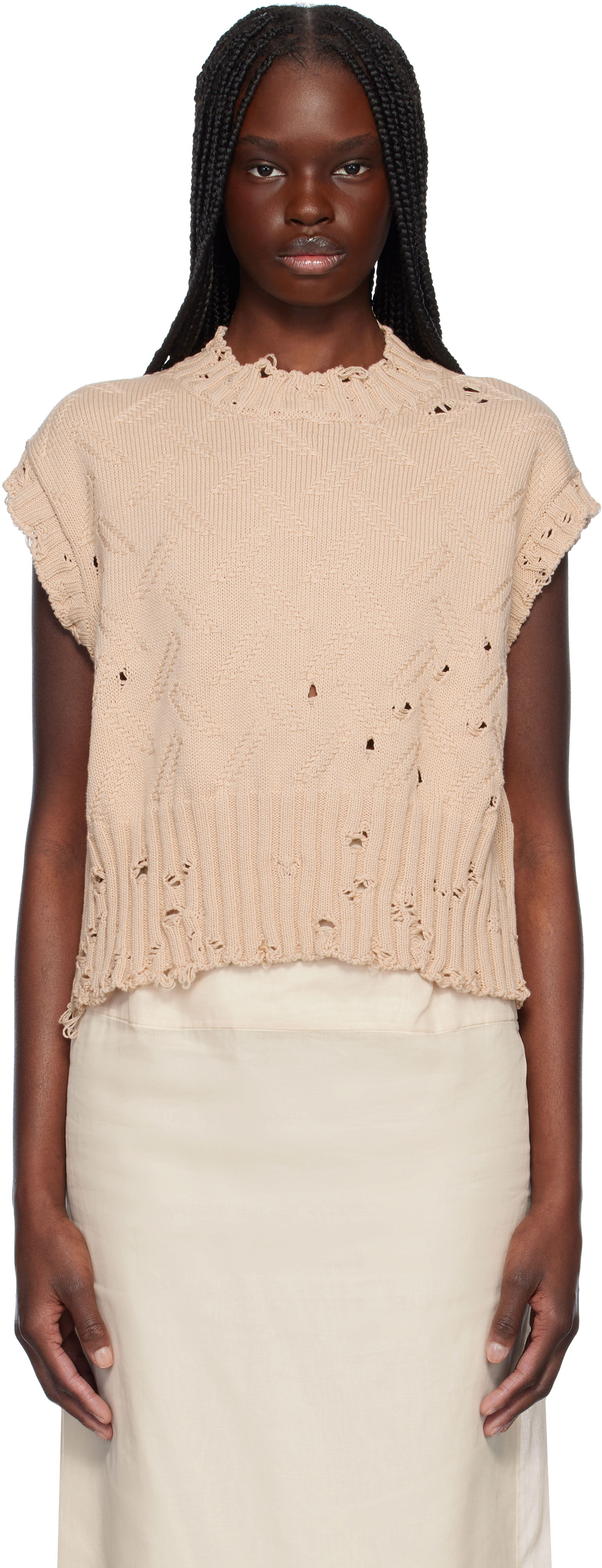 Sweater Marni Marni Jacquard 3D Disheveled Cotton Sweater Beige | GCMD0605A0 UFC658, 0