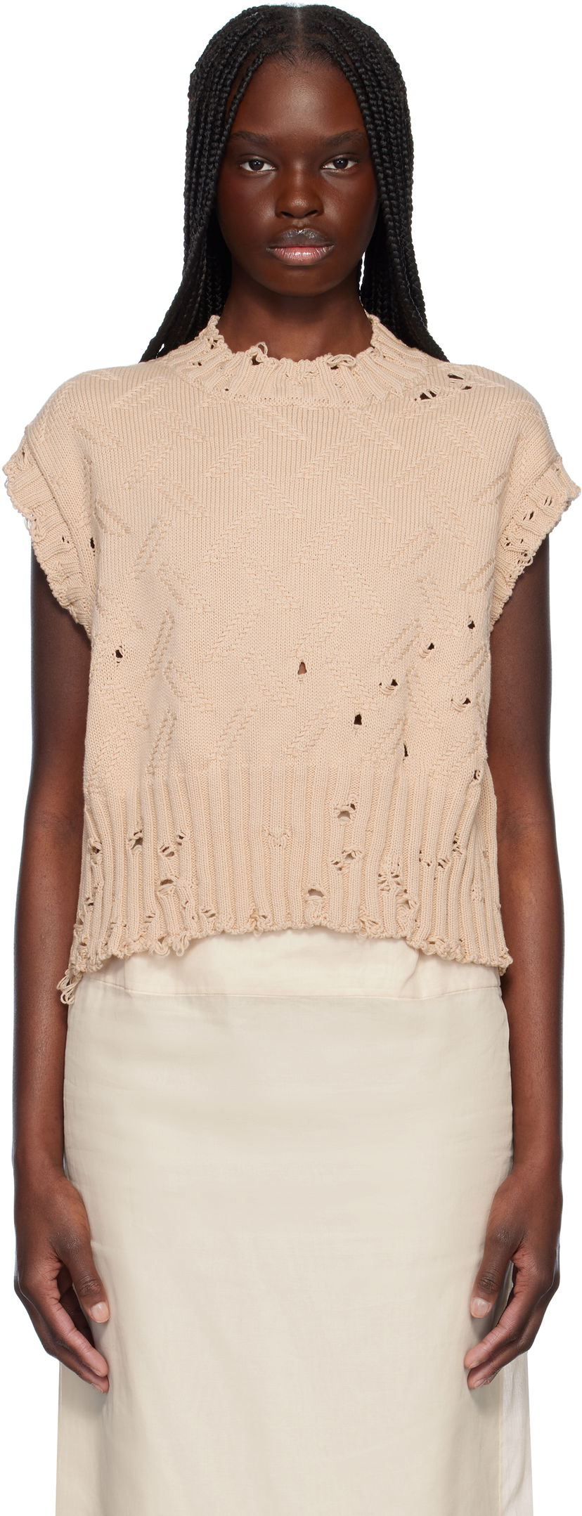 Sweater Marni Marni Jacquard 3D Disheveled Cotton Sweater Beige | GCMD0605A0 UFC658