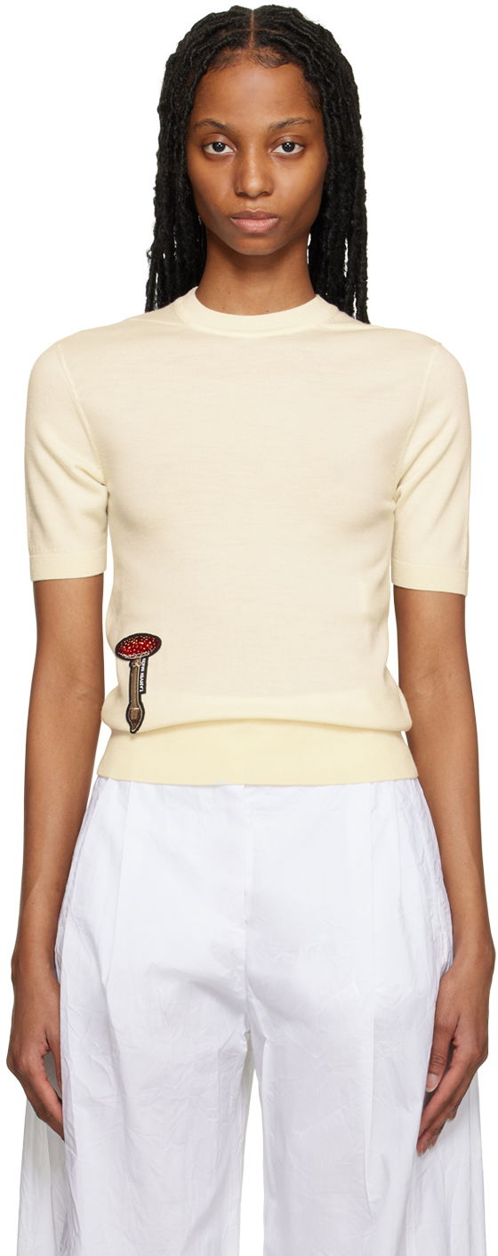 T-shirt LANVIN Embroidered Crewneck T-Shirt Beige | RW-POY014-K005-P23