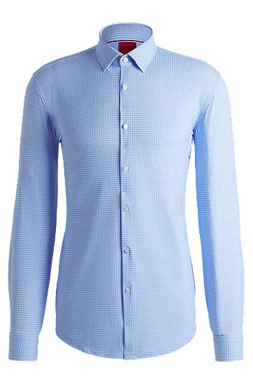 Skjorta BOSS Slim Fit Performance-Stretch Printed Shirt Blå | 50539731